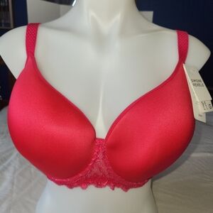 SIMONE PERELE CARESSE 3D SPACER FOAM PLUNGE BRA 36G LACE Rose Teaberry NWT $115